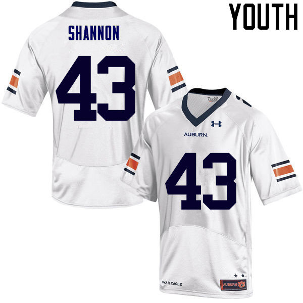 Youth Auburn Tigers #43 Ian Shannon College Football Jerseys Sale-White - Click Image to Close